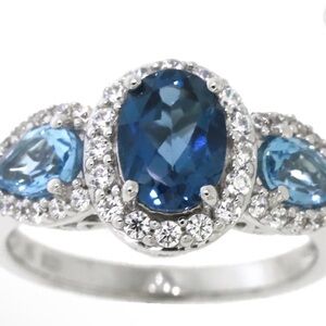 Topaz 3 Stone Ring Sterling Silver 925